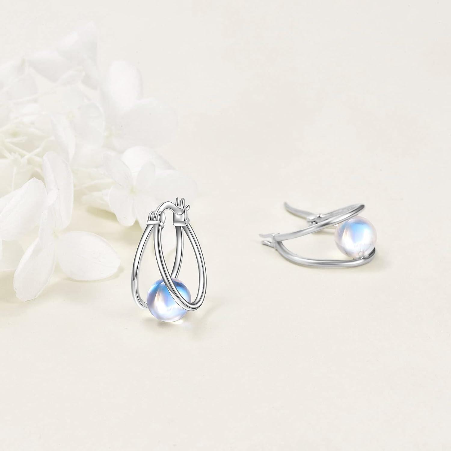 wholesale 925 Sterling Silver Hoop Black Agate Studs Earring Set for Women Girls Minimalist  4PC-0-5