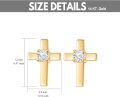 wholesale 14K Gold Moissanite Cross Stud Earrings - Religious Jewelry-0-1