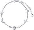 wholesale 925 Sterling Silver Chain with Stars and Moons Charm Bracelet/Anklet for Women/Girls-0-0