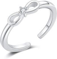 wholesale  Sterling Silver Hypoallergenic Adjustable Open Toe Ring for Women -Adjustable white-eight