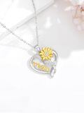 wholesale 925 Sterling Silver Mom Sunflower Heart Two Tone Moissanite Pendant Necklace-0-4