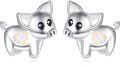 wholesale 925 Sterling Silver Opal Heart Pig Stud Earrings for Women - Cute Animal -0-0