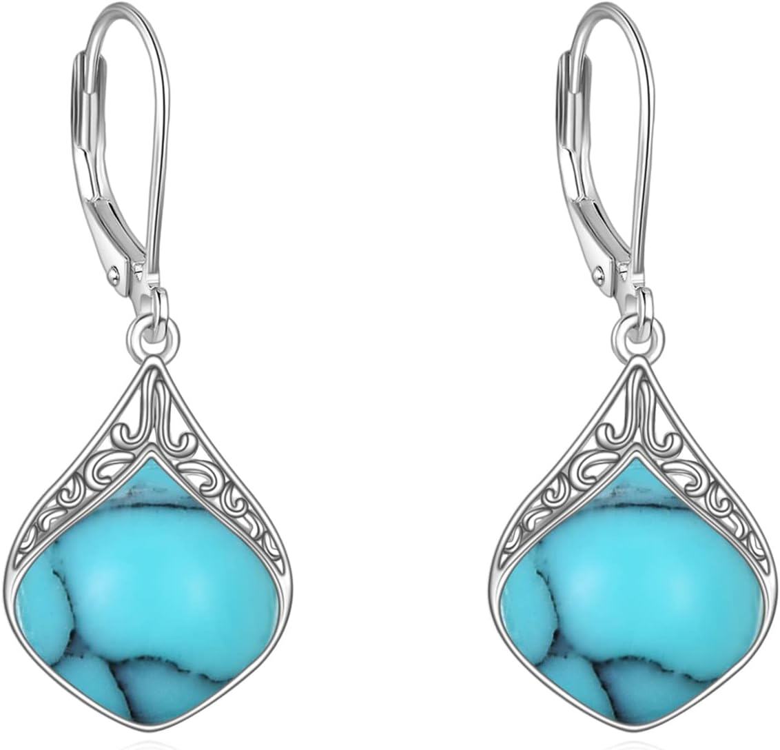 Sterling Silver Celtic Teardrop Filigree Earrings Jewelry Gifts for Women-Turquoise teardrop earrings