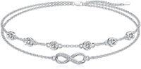wholesale Sterling Silver Birthstone Women s Anklet Bracelets Infinity Butterfly Evil Eye Turtle Pineapple Starfish Heart-Infinity 04-White Topaz-Bracelet 7"-9"