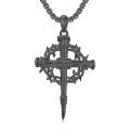 wholesale 925 Sterling Silver & Gold-Plated Black Christian Cross Necklace  - 22 + Extender-0-9