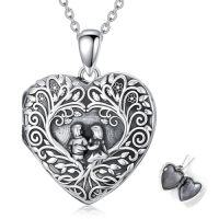 wholesale TOUPOP Heart Urn/photo Locket Necklace For Women Mother Daughter Sisters Son Dad Necklace Memorial Necklace -style_name:Photo Locket - Brother & Sister