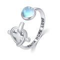 wholesale 925 Sterling Silver Red Crystal Rings Wholesale Faith Hope Love Adjustable Open Band-0-0