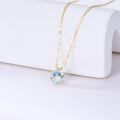 wholesale 14K Gold & 1ct Lab Emerald Round Birthstone Pendant Necklace, 6.5mm Flower Design, 16+1 Adjustable Chain, Gift Box-0-1