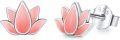 wholesale 925 Sterling Silver Pink Enamel Lotus Stud Earrings Hypoallergenic Minimalist Jewelry for Women Girls-0-0