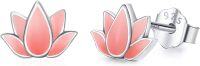 wholesale 925 Sterling Silver Pink Enamel Lotus Stud Earrings Hypoallergenic Minimalist Jewelry for Women Girls-Lotus Earrings