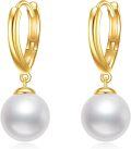 wholesale 10K Golden Freshwater Pearl Drop Heart Studs for Women Girls Gift Boxed-0-0