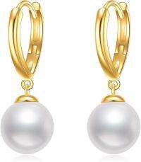 wholesale 10K Golden Freshwater Pearl Drop Heart Studs for Women Girls Gift Boxed-Pearl heart earrings