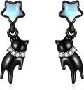 wholesale 925 Sterling Silver Star Cat Dangle Drop Stud Earrings  for Women Girls-0-0