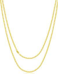 wholesale Sterling Silver Figaro Chain Necklace for Women Men 3 5mm 16 24inch-Length 16 Inch Yellow