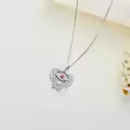 TOUPOP Sterling Silver Red Ruby Angel Wings Protection Pendant Necklace-0-3