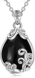 wholesale Sterling Silver Crystal Filigree Teardrop Pendant Necklace-0-51