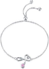 wholesale Sterling Silver Cubic Zirconia Stethoscope Bracelet for Nurses Doctors Medical Students-10 Oct