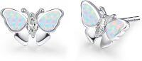 wholesale 925 Sterling Silver White Fire Opal Butterfly Moon Stud Earrings for Women Gifts-Butterfly A