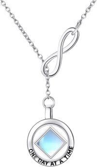wholesale Sterling Silver NA Recovery Symbol Necklace Sobriety Gift for Women-NA moonstone