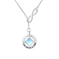 wholesale 925 Sterling Silver Infinity & Jade Stone Pendant Necklace - One Day at A Time Jewelry for Women's Addiction Recovery Gifts-NA moonstone