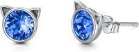 wholesale 925 Sterling Silver Birthstones Cat Earrings for Women Hypoallergenic Studs-Sapphire