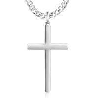 wholesale 925 Sterling Silver Cross Pendant Necklace With Chain-White Gold