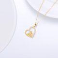 wholesale 14K Gold Mother Daughter Heart Pendant Necklace for Mom Women Wife Grandmother 18 Inches Chain-0-4