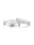 TOUPOP 10k 14k 18k Gold Moissanite Couples Wedding Band Sets Engraved-0-1