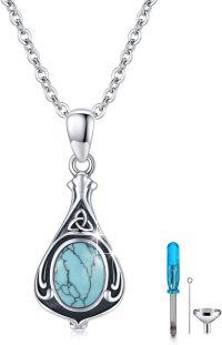 wholesale Sterling Silver Urn Necklace Cremation Ashes Pendant Memorial Jewelry for Women Men Girls Boys-Celtic-Dec-Turquoise