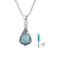 wholesale 925 Sterling Silver Urn Necklace Cremation Ashes Pendant Memorial Jewelry for Women Men Girls Boys-Celtic-Dec-Turquoise