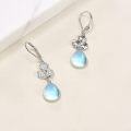 wholesale 925 Sterling Silver Blue Moonstone Drop Earring with Flower Design-0-2