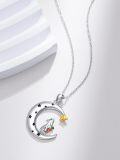 wholesale 925 Sterling Silver Moon & Star Pendant Necklace w/ Bunny and Carrot Stone Charm Gifts for Her-0-1