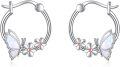 wholesale 925 Sterling Silver Butterfly Flower Hoop Earrings with Opal and Rose Gold Accents-0-0