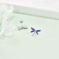 wholesale 925 Sterling Silver Purple Blue Enamel Dragonfly Stud Earrings  for Women-0-3