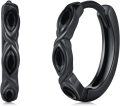 wholesale 925 Sterling Silver Black Onyx Twist Design Hoop Earrings - Punk Gothic Style Jewelry for Women & Men-0-0