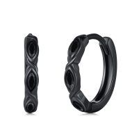 wholesale 925 Sterling Silver Black Onyx Twist Design Hoop Earrings - Punk Gothic Style Jewelry for Women & Men-D - 16MM (Marquise)