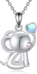 wholesale 925 Sterling Silver Cute Elephant Heart Charm Pendant Necklace for Women-0-0