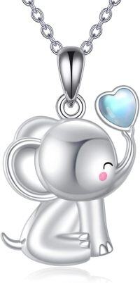 wholesale 925 Sterling Silver Cute Elephant Heart Charm Pendant Necklace for Women-silver