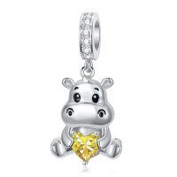 wholesale 925 Sterling Silver Birthstone Hippo Charm for Bracelets Jewelry-11-Nov-Hippo