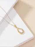 TOUPOP 14K Gold Teardrop Filigree Pendant Necklace-0-3