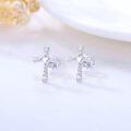 wholesale 14K White Gold  Cubic Zirconia Heart Cross Stud Earrings for Women Religious Ideas-0-4