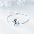 wholesale 925 Sterling Silver Butterfly Bracelet Wholesale With Blue Crystal And Clear Stones-0-2