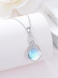 wholesale 925 Sterling Silver Blue Moonstone Heart Celtic Knot Drop Pendant Necklace-0-3