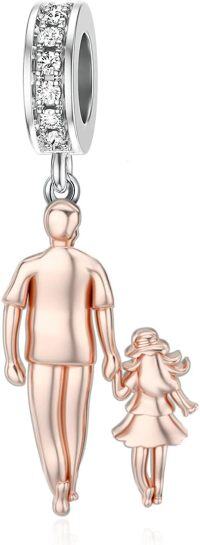 wholesale 925 Sterling Silver Family Love Charm Bracelet for Daughter Mother Lover - Birthday Valentine's Day Gifts-01-Rose Gold