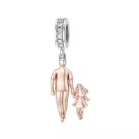 wholesale 925 Sterling Silver Family Love Charm Bracelet for Daughter Mother Lover - Birthday Valentine's Day Gifts-01-Rose Gold