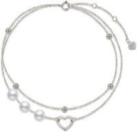 wholesale 14K Gold Pearl Heart Anklet for Women 8 10 -White Gold