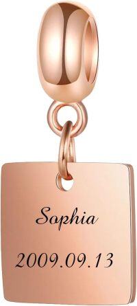 wholesale 925 Sterling Silver Rose Gold Personalized Name Charm Bracelet with Gift Box - Custom Initial Letter Symbol Number Date Engraved ID Tag for Women Men-Sterling Silver-rose gold color