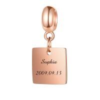 wholesale 925 Sterling Silver Rose Gold Personalized Name Charm Bracelet with Gift Box - Custom Initial Letter Symbol Number Date Engraved ID Tag for Women Men-Sterling Silver-rose gold color