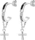 wholesale 925 Sterling Silver Cross Dangle Hoop Earrings for Men & Women-0-0