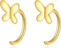 wholesale 14K Gold Butterfly Small Hoop Studs Minimalist Ear Cuff Set Gift for Her-0-0